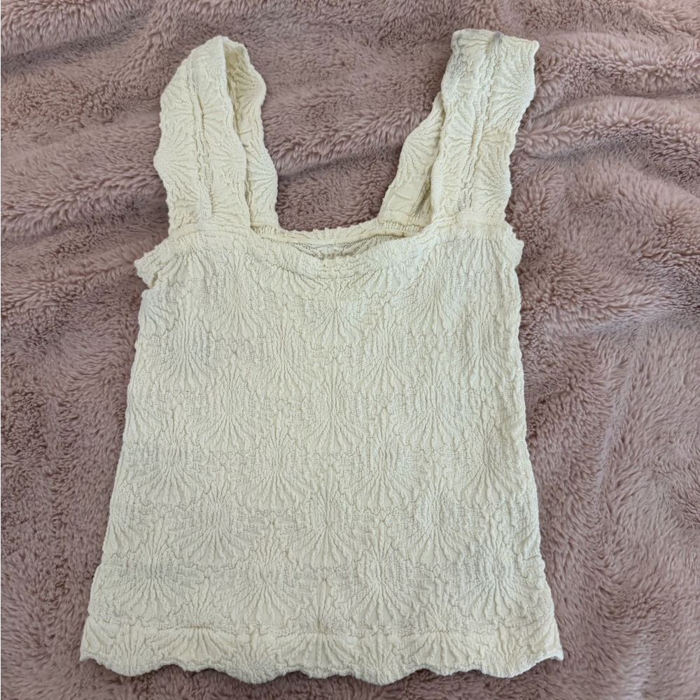 Free People Cream Textured Tank Top